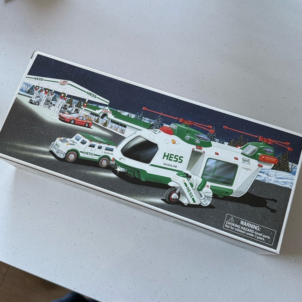 NIB 2001 Hess Helicopter with Motorcycle and Cruiser